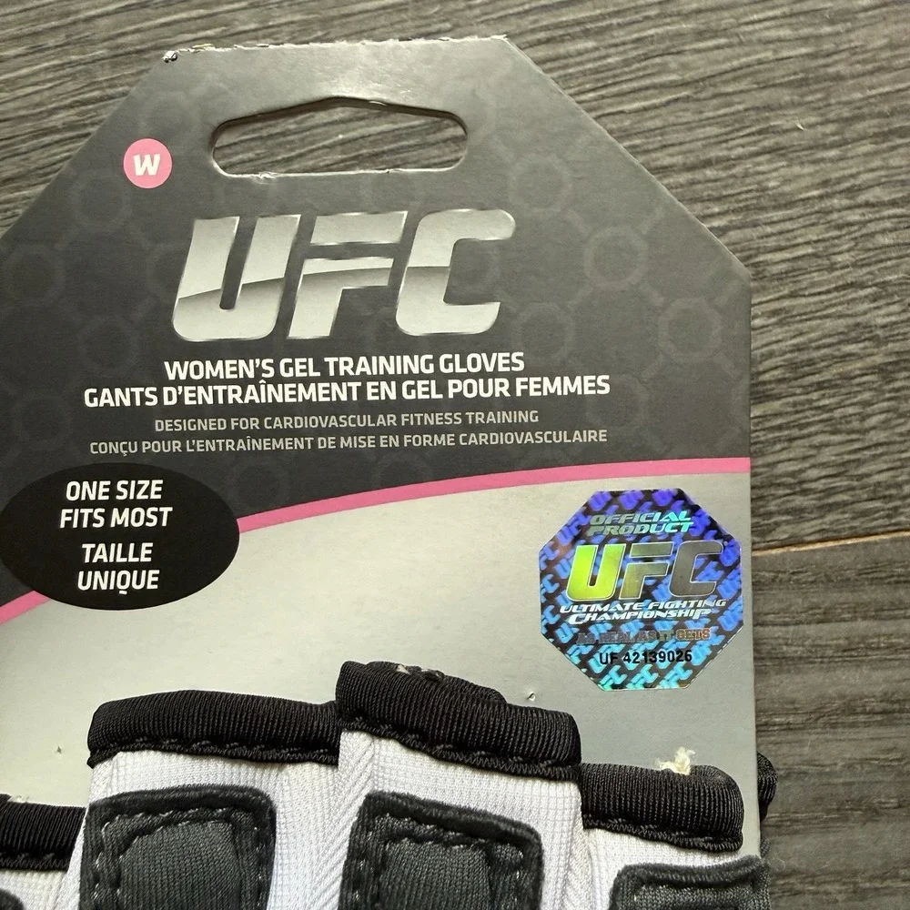 UFC Women's Gel Open Training Gloves One Size Neoprene Gray White Pink